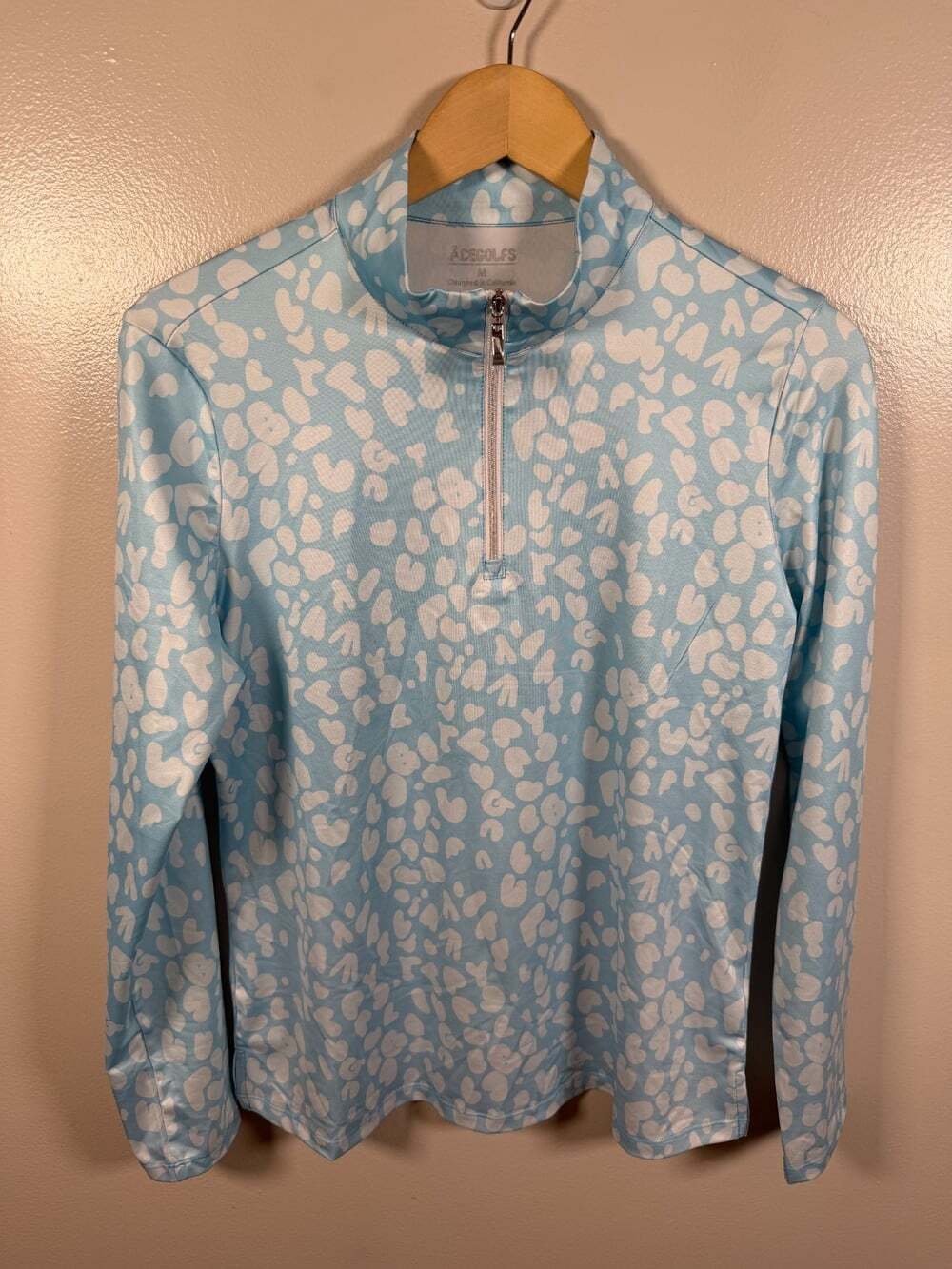 Acegolfs Wildlife Partry Pullover Quarter Zip Size Medium Blue UPF 50 Golf